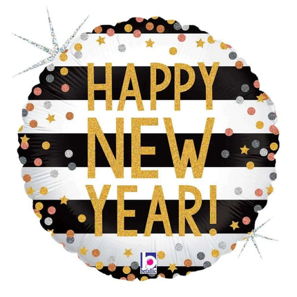 18" New Year Confetti Mylar Balloon - SKU:97909 - UPC:030625369183 - Party Expo