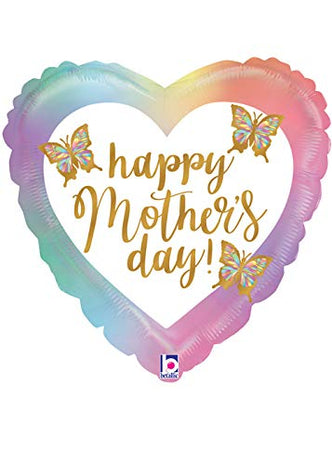 18" Opal Moms Day Butterflies Mylar Balloon - SKU:26093 - UPC:030625260930 - Party Expo