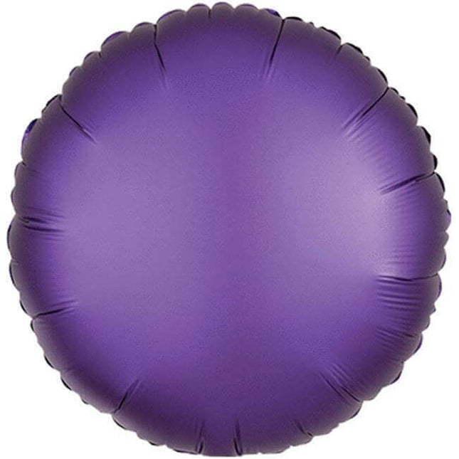 18" Purple Royale Round Satin Luxe Mylar Balloon #295 - SKU:90177 - UPC:026635368179 - Party Expo