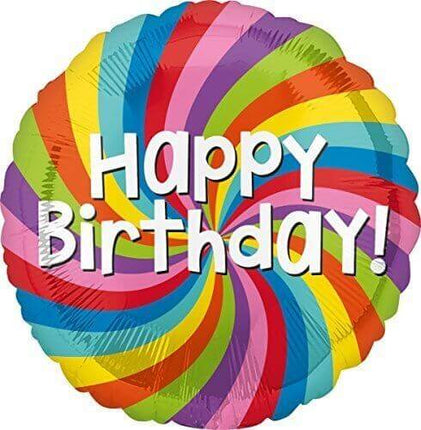 18" Rainbow Wheel Happy Birthday Mylar Balloon - SKU:87609 - UPC:026635356251 - Party Expo