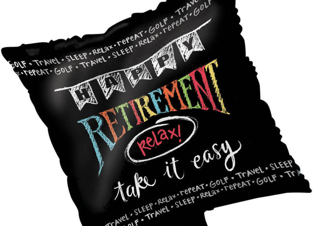 18" Retirement Chalk Square Mylar Balloon - SKU:045977- - UPC:039938222581 - Party Expo