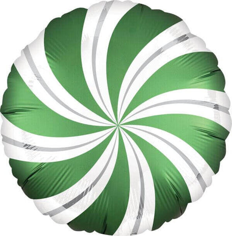 18" Satin Emerald Candy Swirl Mylar Balloon - SKU:97810 - UPC:026635402767 - Party Expo