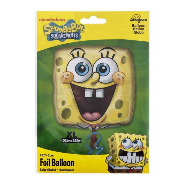 18" SpongeBob Square Face Mylar Balloon #8 - SKU:44206 - UPC:026635183314 - Party Expo