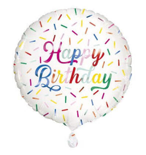 18" Sprinkle Happy Birthday Mylar Balloon #255 - SKU:53740 - UPC:011179537402 - Party Expo