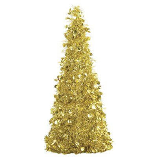 18" Tinsel Christmas Tree Centerpiece - Gold - SKU: - UPC:013051517298 - Party Expo