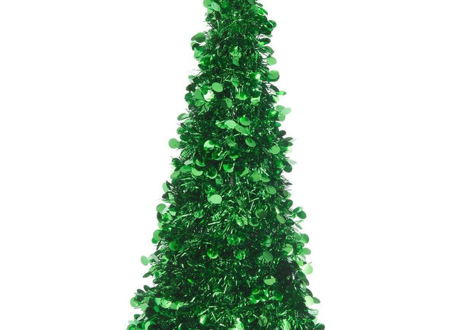 18" Tinsel Christmas Tree Centerpiece - Green - SKU: - UPC:013051517274 - Party Expo