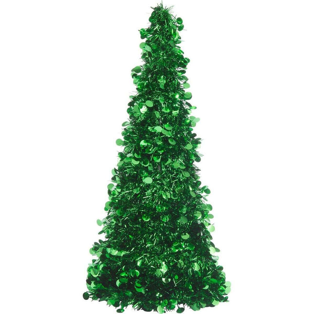 18" Tinsel Christmas Tree Centerpiece - Green - SKU: - UPC:013051517274 - Party Expo