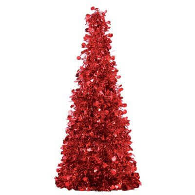 18" Tinsel Christmas Tree Centerpiece - Red - SKU: - UPC:013051517267 - Party Expo