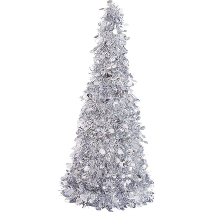18" Tinsel Christmas Tree Centerpiece - Silver - SKU: - UPC:013051517281 - Party Expo