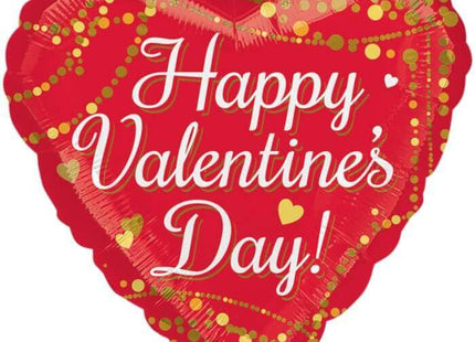 18" Valentine Hearts & Gold Dots Mylar Balloon - SKU:365388 - UPC:026635365383 - Party Expo