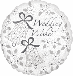 18" Wedding Wishes Bells Mylar Balloon #151 - SKU:77866 - UPC:026635327770 - Party Expo