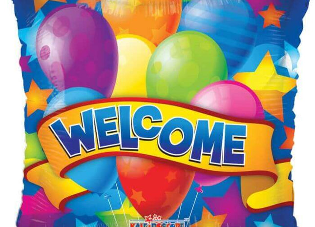 18" Welcome Banner & Balloons Mylar Balloon #447 - SKU:195823 - UPC:681070197687 - Party Expo