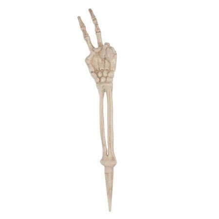 18.5" Skeleton Peace Sign Lawn Stake - SKU:W81641 - UPC:190842816416 - Party Expo
