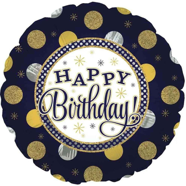18" Birthday Dots Navy Mylar Balloon #245 Party Expo  