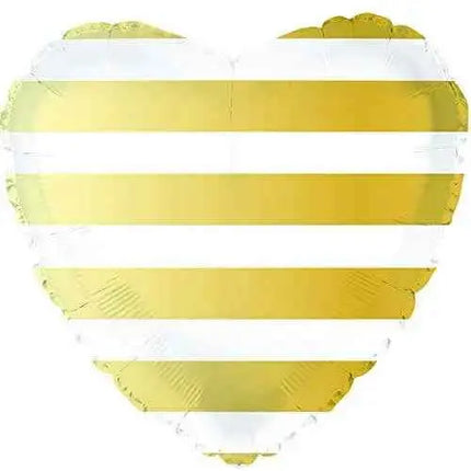 18" Gold Stripes Heart Mylar Balloon #317 Party Expo  