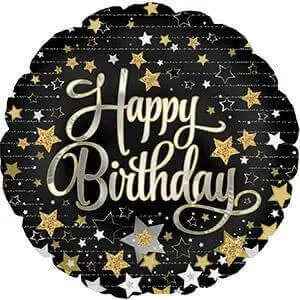 18" Gold & Silver Stars Happy Birthday Mylar Balloon #240 Party Expo  