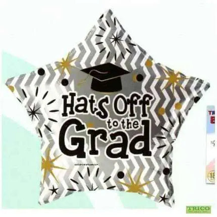 18″ Hats off to the Grad Mylar Star Balloon - G23 Party Expo  