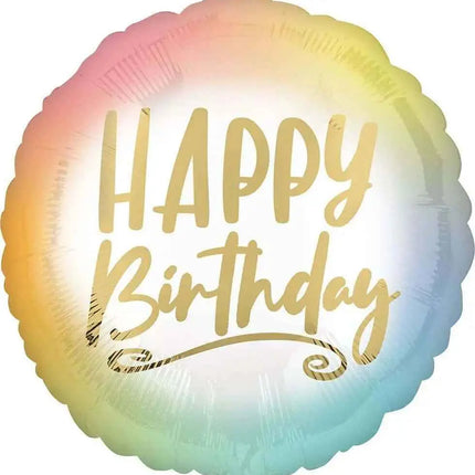 18" Ombre and Gold Happy Birthday Mylar Balloon #402 Party Expo  