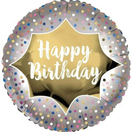 18" Satin Gold Birthday Burst Mylar Balloon #453 Party Expo  