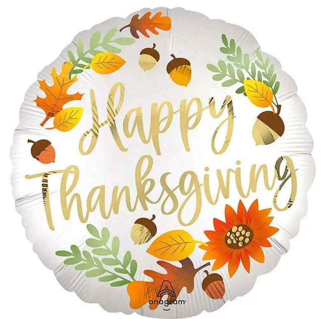 18" Satin Happy Thanksgiving Mylar Balloon Party Expo  