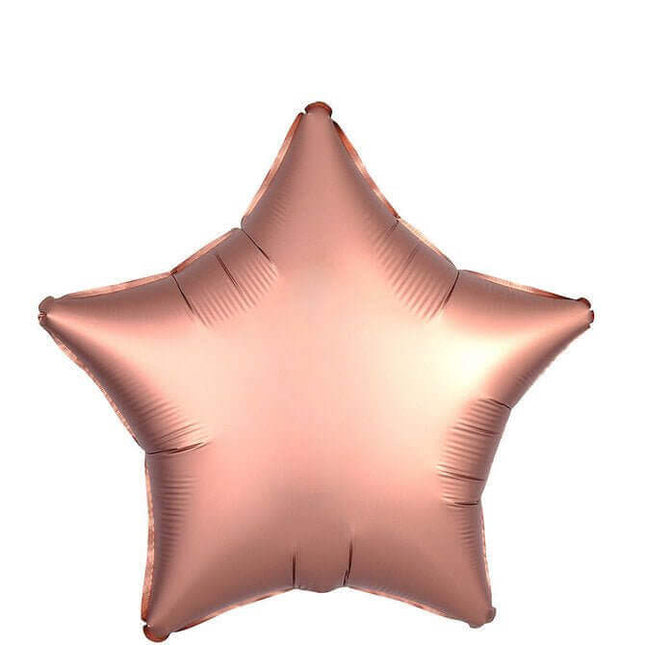 19" Chrome Rose Gold Star Mylar Balloon #226 - SKU:QX-157CRG - UPC:672713492269 - Party Expo