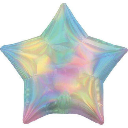 19" Iridescent Pastel Rainbow Star Mylar Balloon #299 - SKU:96372 - UPC:026635394079 - Party Expo