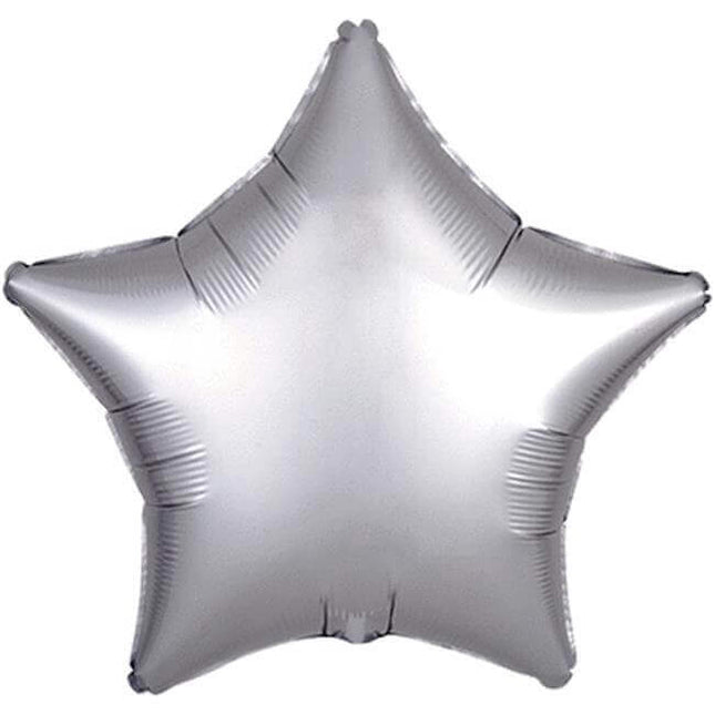 19" Luxe Platinum Star Mylar Balloon #225 - SKU:90163 - UPC:026635368070 - Party Expo