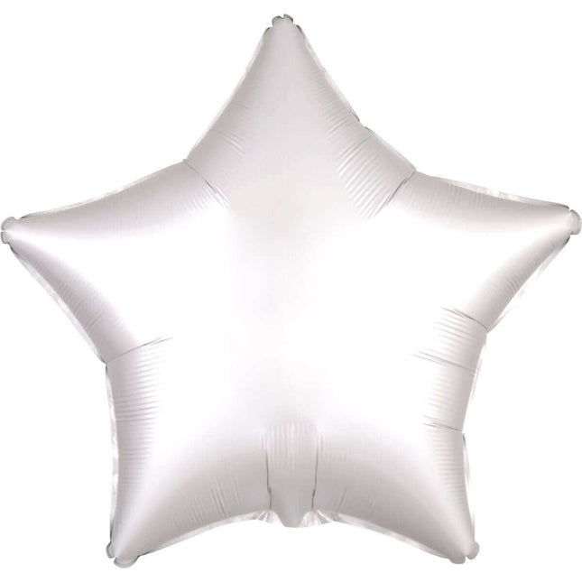 19" Luxe White Satin Star Mylar Balloon #223 - SKU:92616 - UPC:026635385916 - Party Expo