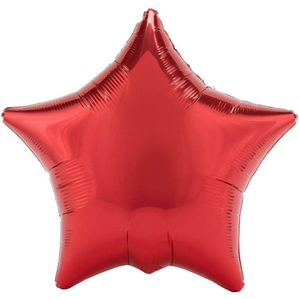 19" Metallic Red Star Mylar Balloon - SKU:17128 - UPC:026635305846 - Party Expo