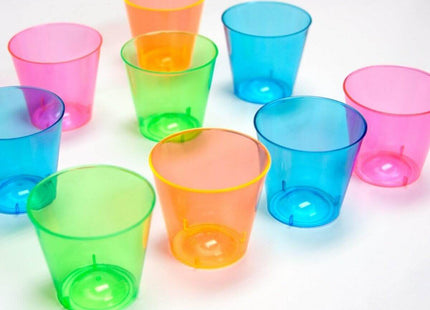 1oz Neon Assorted Shot Glasses (50ct) - SKU:N15090 - UPC:098382650906 - Party Expo