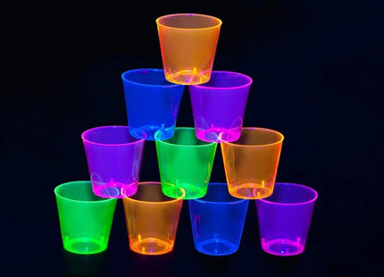 1oz Neon Assorted Shot Glasses (50ct) - SKU:N15090 - UPC:098382650906 - Party Expo