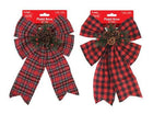 Christmas Bows with Plaid Print and Pinecone Berries (1ct) - SKU:DB111 - UPC:677916862451 - Party Expo