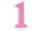 1st Birthday Candle - Number 1 Shaped Pink Solid Print - SKU:37564 - UPC:011179375646 - Party Expo