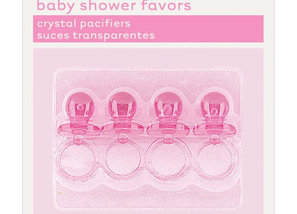 Baby Shower - 2" Mini Plastic Pink Crystal Pacifier - SKU:13642 - UPC:011179136421 - Party Expo
