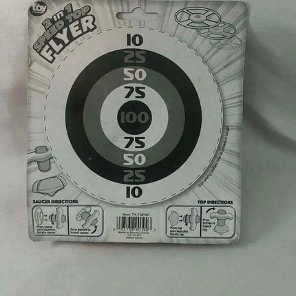 2-in-1 Speed Top Flyer Spinning Toy with 2 Saucers, Launcher & Cutout Target Party Expo  