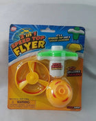 2-in-1 Speed Top Flyer Spinning Toy with 2 Saucers, Launcher & Cutout Target - SKU:TY-TOPSP - UPC:097138901903 - Party Expo
