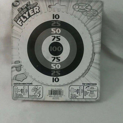 2-in-1 Speed Top Flyer Spinning Toy with 2 Saucers, Launcher & Cutout Target - Party Expo