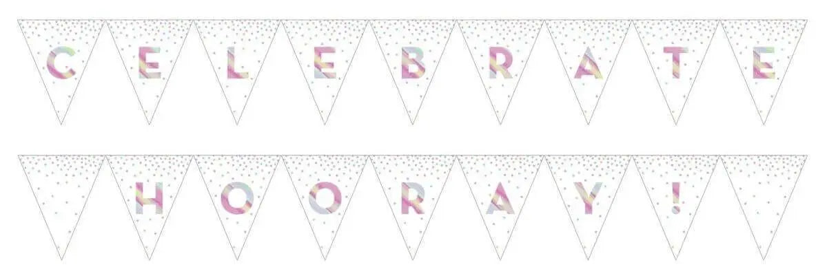 2-Sided Iridescent Rainbow Flag Pennant Banner (1ct) - Party Expo