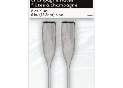 2 Silver Flut Champagne Favor - SKU:62154 - UPC:011179621545 - Party Expo