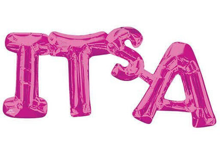20" It's a Girl Mylar Balloon - Pink (Air-Filled) - SKU:87726 - UPC:026635358552 - Party Expo
