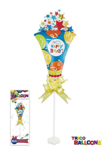 20" Popcorn Mylar Balloon with Stand - SKU:BP2123 - UPC:814362020848 - Party Expo