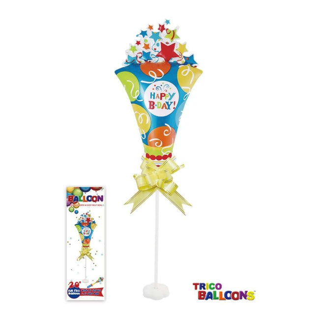 20" Popcorn Mylar Balloon with Stand - SKU:BP2123 - UPC:814362020848 - Party Expo