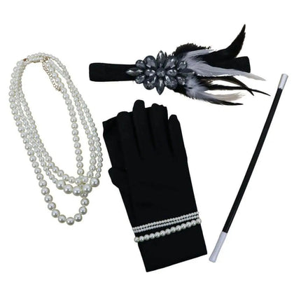 20's Flapper Kit [Long Gloves, Headband, Cigar Holder, Necklace] (4pcs) - Party Expo