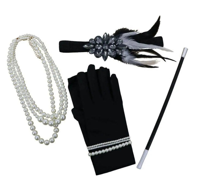 20's Flapper Kit [Long Gloves, Headband, Cigar Holder, Necklace] (4pcs) - Party Expo