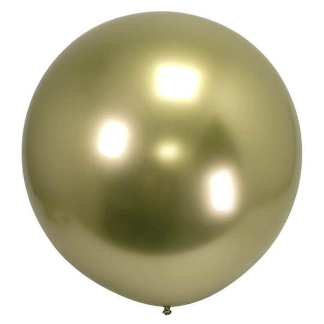 21" Reflective Chrome Pistachio Latex Balloon (1ct) - SKU:ULL2127R - UPC:229260661794 - Party Expo