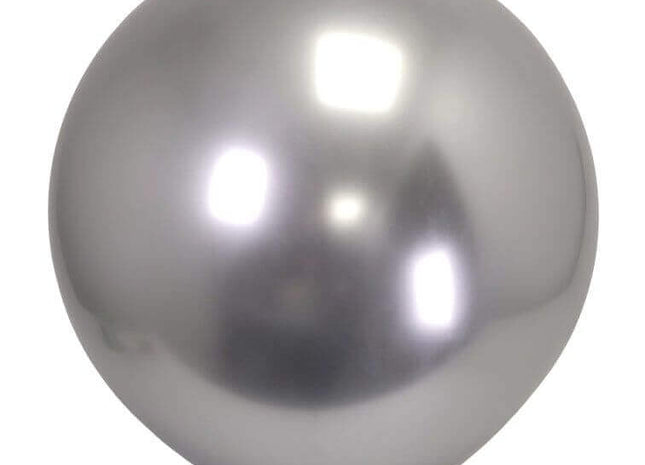 21" Reflective Chrome Silver Latex Balloon (1ct) - SKU:ULL2130R - UPC:229243251721 - Party Expo