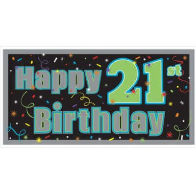 21st Brilliant Birthday Banner Large Horizontal - SKU:211566 - UPC:013051602918 - Party Expo