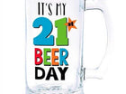 21st Happy Birthday Glass Beer Tankard - SKU:210389 - UPC:013051603786 - Party Expo