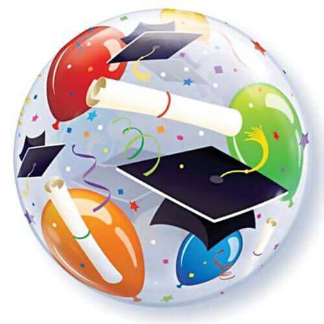 22" Grad Hats And Balloons Bubble Balloon - SKU:Q1-8693 - UPC:071444186933 - Party Expo