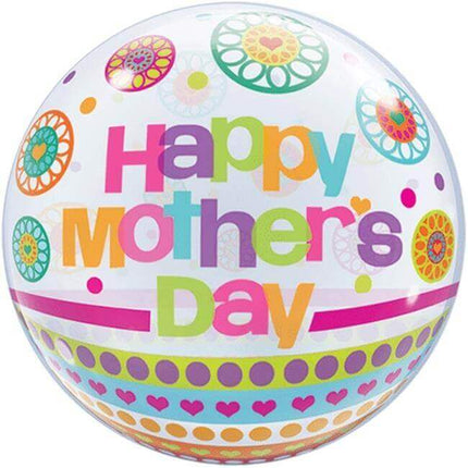 22" Mother's Day Dots & Patterns Bubble Balloon - SKU:77097 - UPC:071444243872 - Party Expo